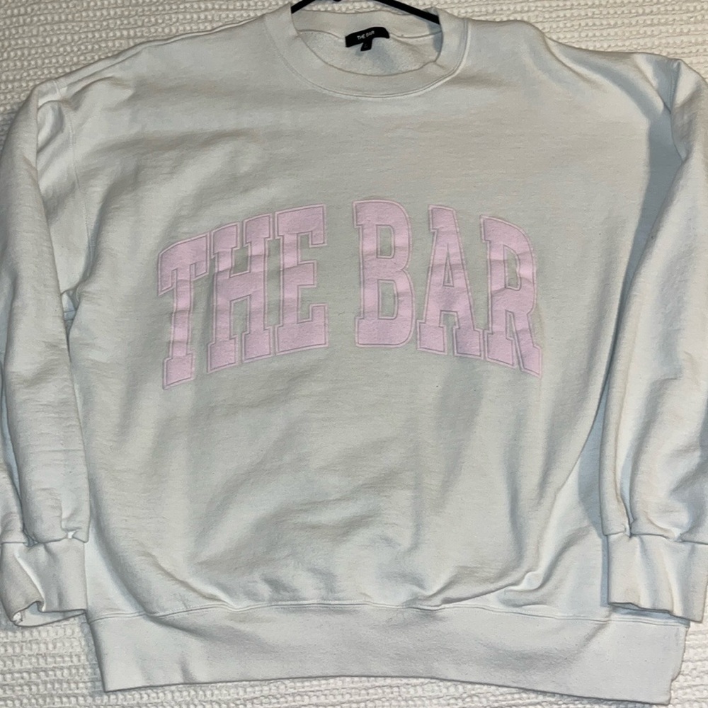 The Bar Varsity Crewneck - White/Pink - Size L